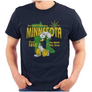 Brisco Brands Popeye Cartoon American States Graphic T Shirt Men or Women(Minnesota – Navy)