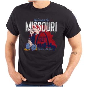 Brisco Brands Popeye Cartoon American States Graphic T Shirt Men or Women(Missouri – Black)