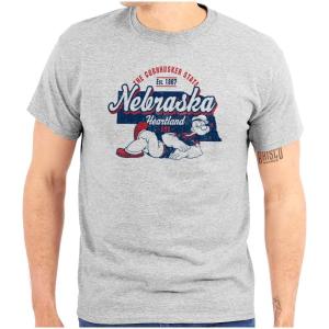 Brisco Brands Popeye Cartoon American States Graphic T Shirt Men or Women(Nebraska)