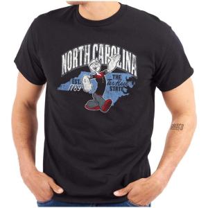 Brisco Brands Popeye Cartoon American States Graphic T Shirt Men or Women(North Carolina – Black)