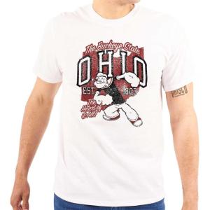 Brisco Brands Popeye Cartoon American States Graphic T Shirt Men or Women(Ohio – White)