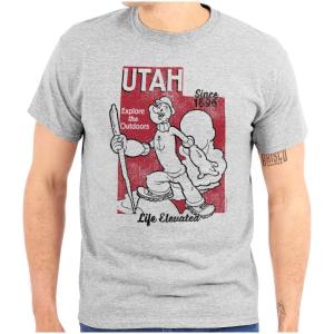 Brisco Brands Popeye Cartoon American States Graphic T Shirt Men or Women(Utah)