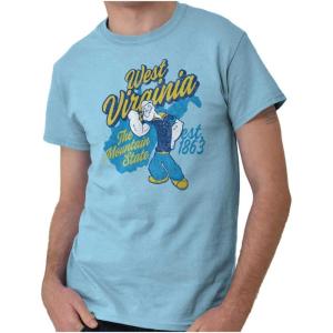 Brisco Brands Popeye Cartoon American States Graphic T Shirt Men or Women(West Virginia)