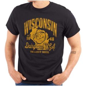 Brisco Brands Popeye Cartoon American States Graphic T Shirt Men or Women(Wisconsin)