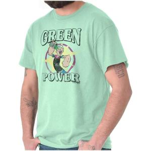 Brisco Brands Popeye The Sailor Green Power Veggie Graphic T Shirt Men or Women(Mint Green)