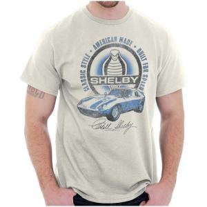 Brisco Brands Shelby American Made Speed Racecar Graphic T Shirt Men or Women(White)