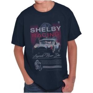 Brisco Brands Shelby Racing Legends Never Die Crewneck T Shirts Boy Girl(Navy)