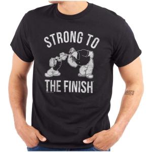 Brisco Brands Strong to The Finish Popeye Bluto Mens Graphic T Shirt Tees(Black)