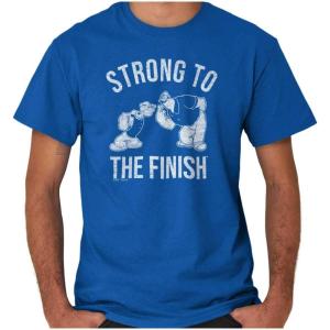 Brisco Brands Strong to The Finish Popeye Bluto Mens Graphic T Shirt Tees(Royal)