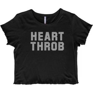 Heartthrob Funny Valentines Joke Juniors Lettuce Trim Crop Top Womens Baby Tee(Black)