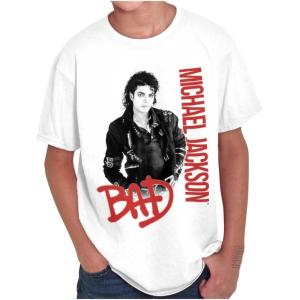 Michael Jackson Bad Music Album Cover Crewneck T Shirts Boy Girl(White)
