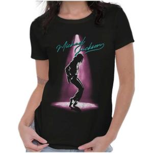Michael Jackson Toe Stand Dance Womens Slim Fit Graphic Tee(Black)