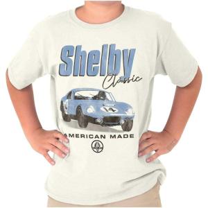 Shelby Classic American Made Car Crewneck T Shirts Boy Girl(White)