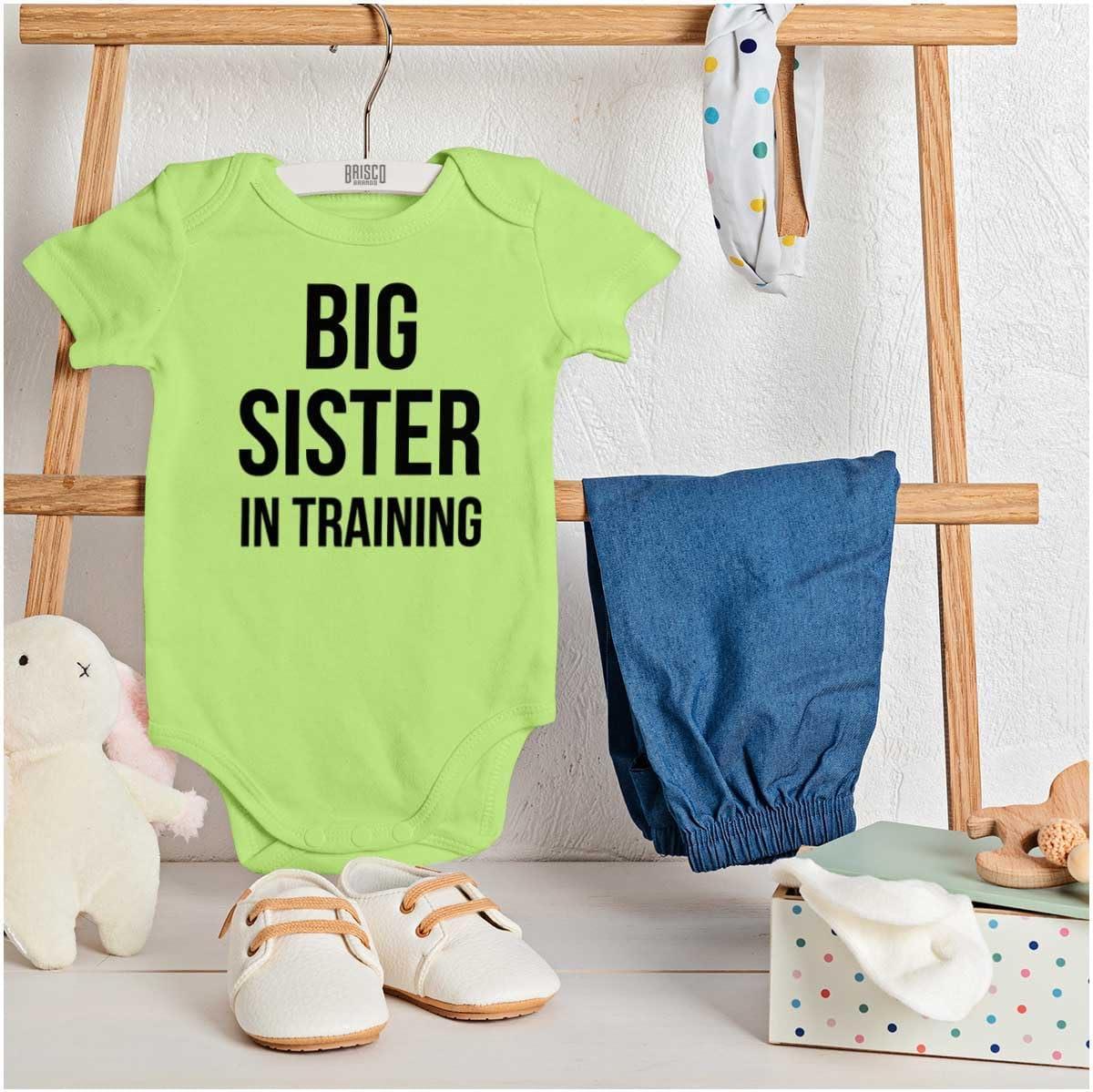 imageBig Sister In Training Expecting Baby Bodysuit Jumper GirlsKey Lime