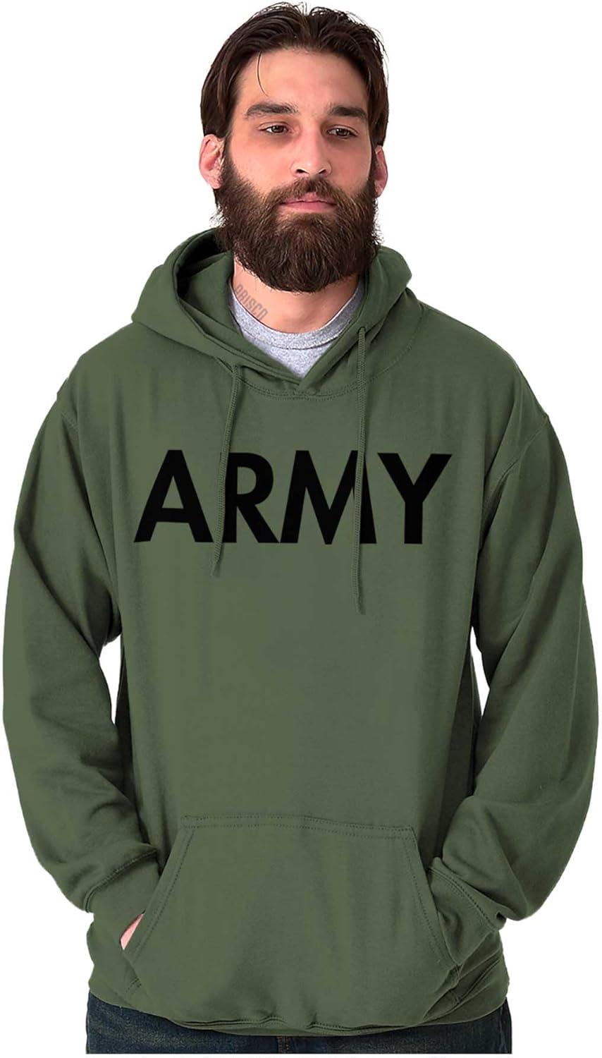 imageBrisco Brands Army Military Physical Training PT Exercise Workout Hooded SweatshirtMilitary Green