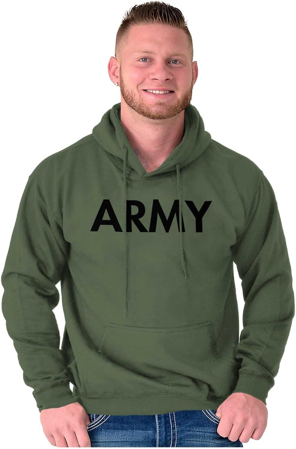 imageBrisco Brands Army Military Physical Training PT Exercise Workout Hooded SweatshirtMilitary Green