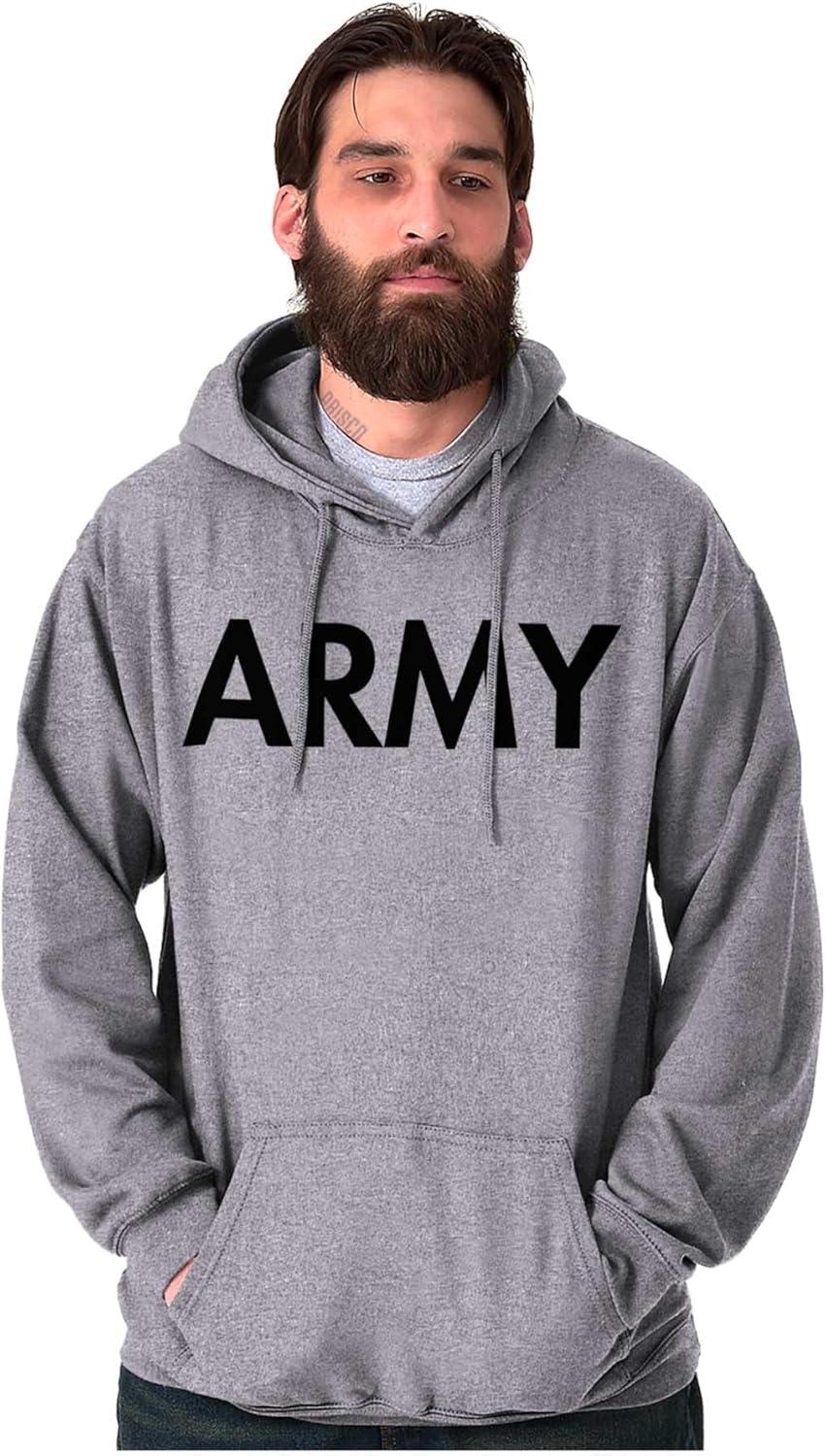 imageBrisco Brands Army Military Physical Training PT Exercise Workout Hooded SweatshirtSport Grey
