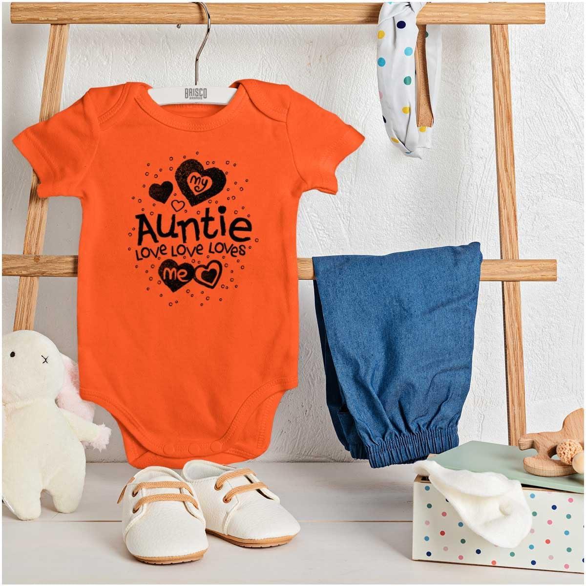 imageBrisco Brands Auntie Loves Me Adorable Cute Niece Baby Bodysuit Jumper GirlsOrange