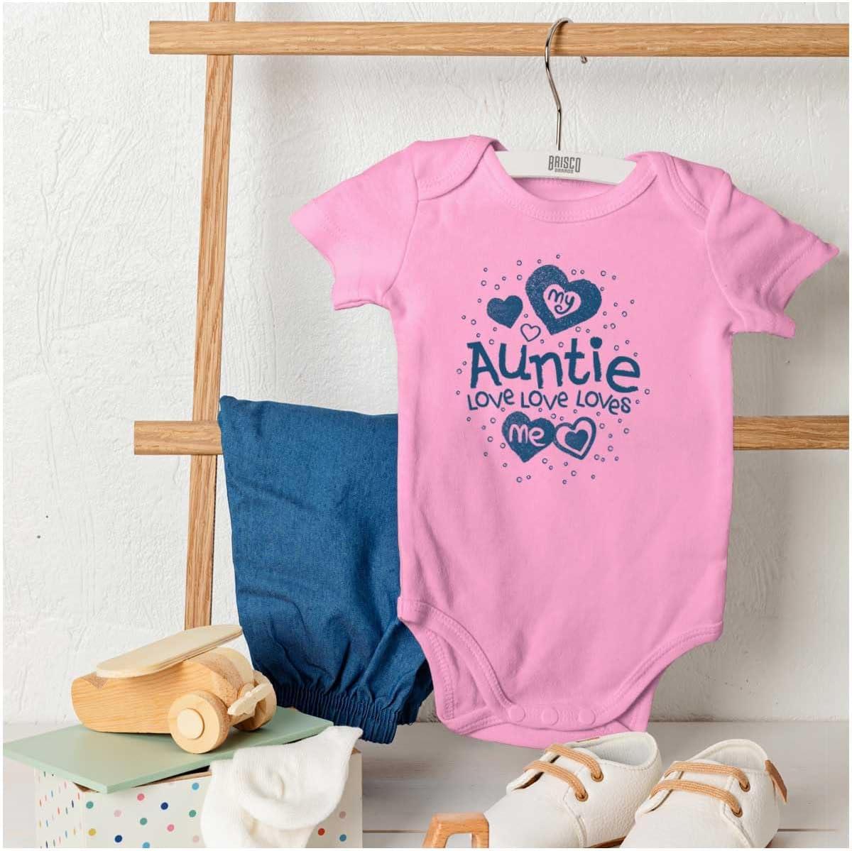 imageBrisco Brands Auntie Loves Me Adorable Cute Niece Baby Bodysuit Jumper GirlsPink Blue Ink