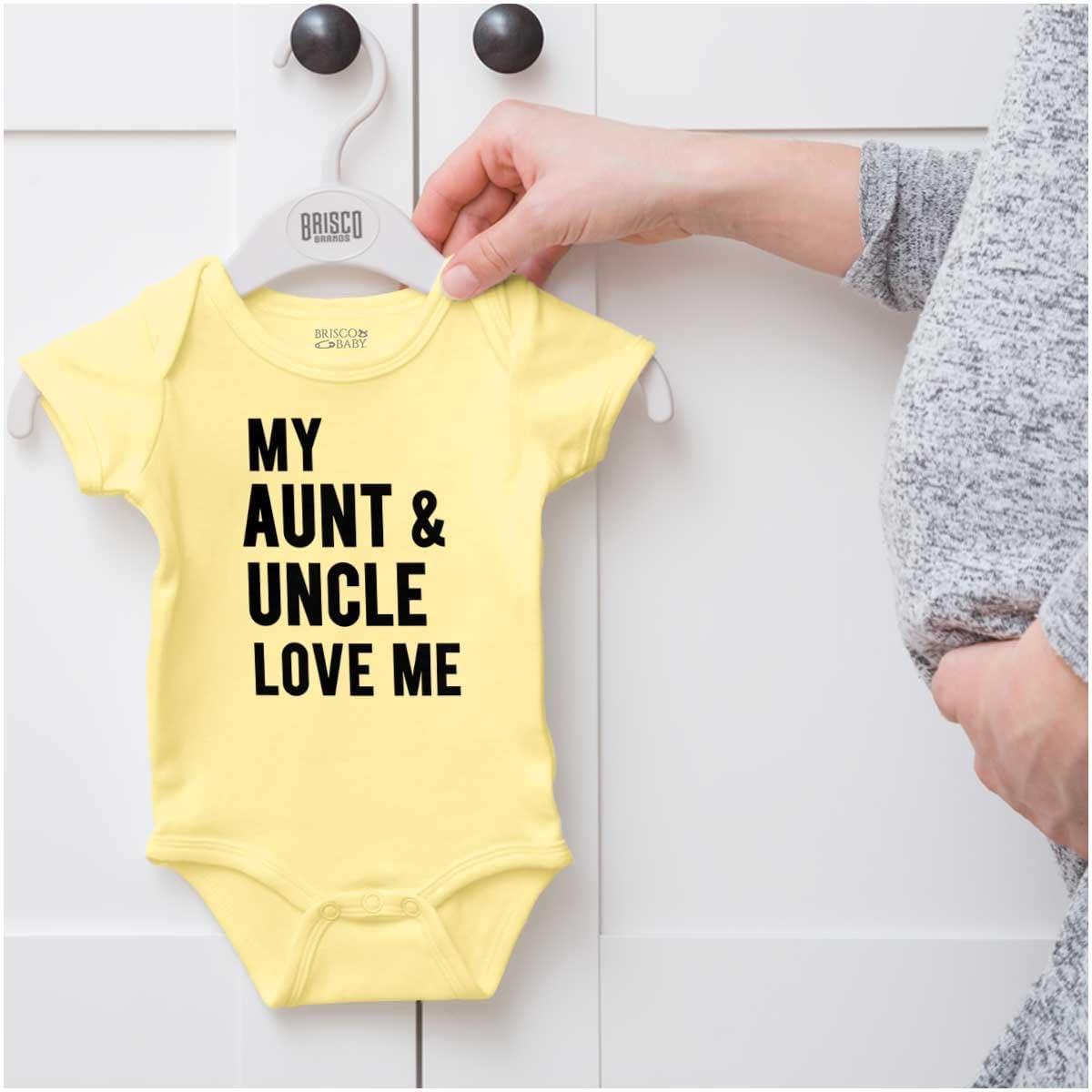 imageBrisco Brands Auntie Uncle Present Loved Niece Cute Baby Romper Boys or GirlsBanana