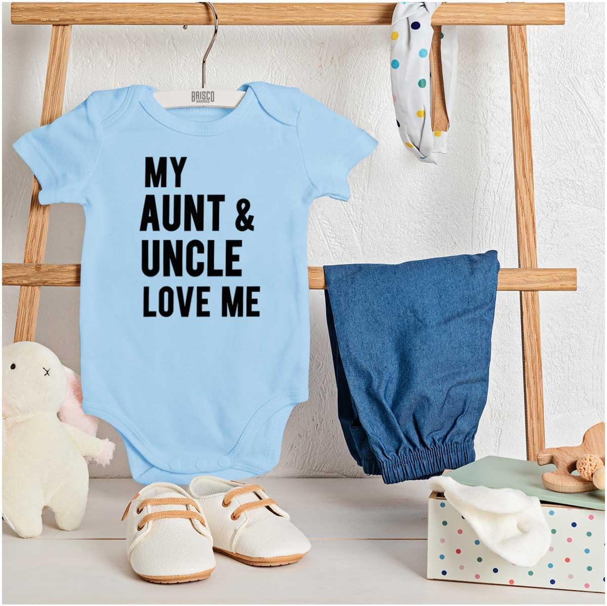 imageBrisco Brands Auntie Uncle Present Loved Niece Cute Baby Romper Boys or GirlsLight Blue