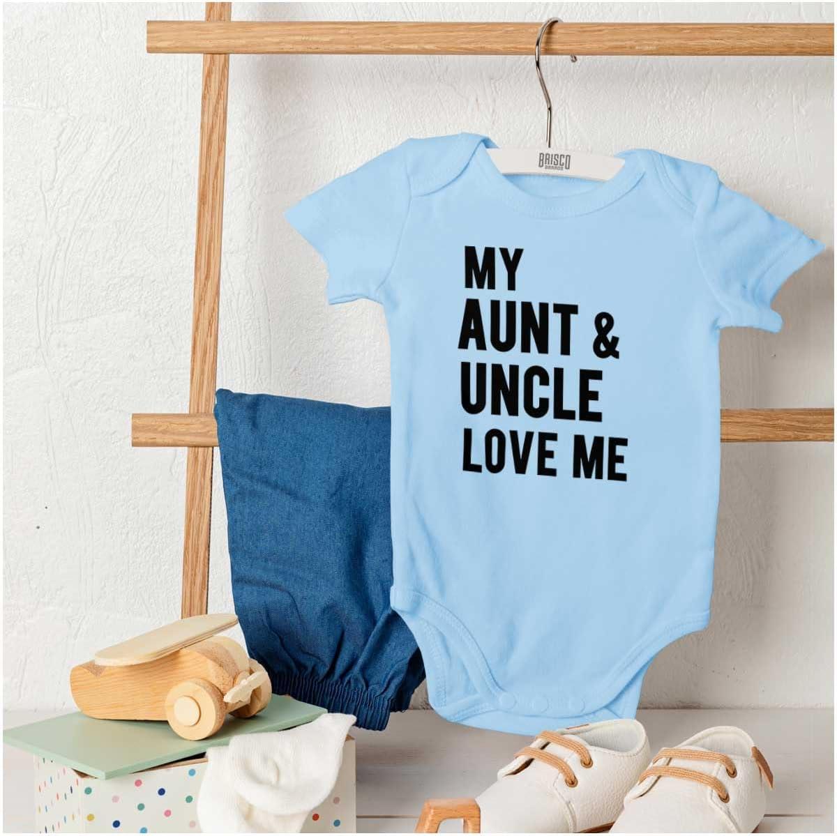 imageBrisco Brands Auntie Uncle Present Loved Niece Cute Baby Romper Boys or GirlsLight Blue