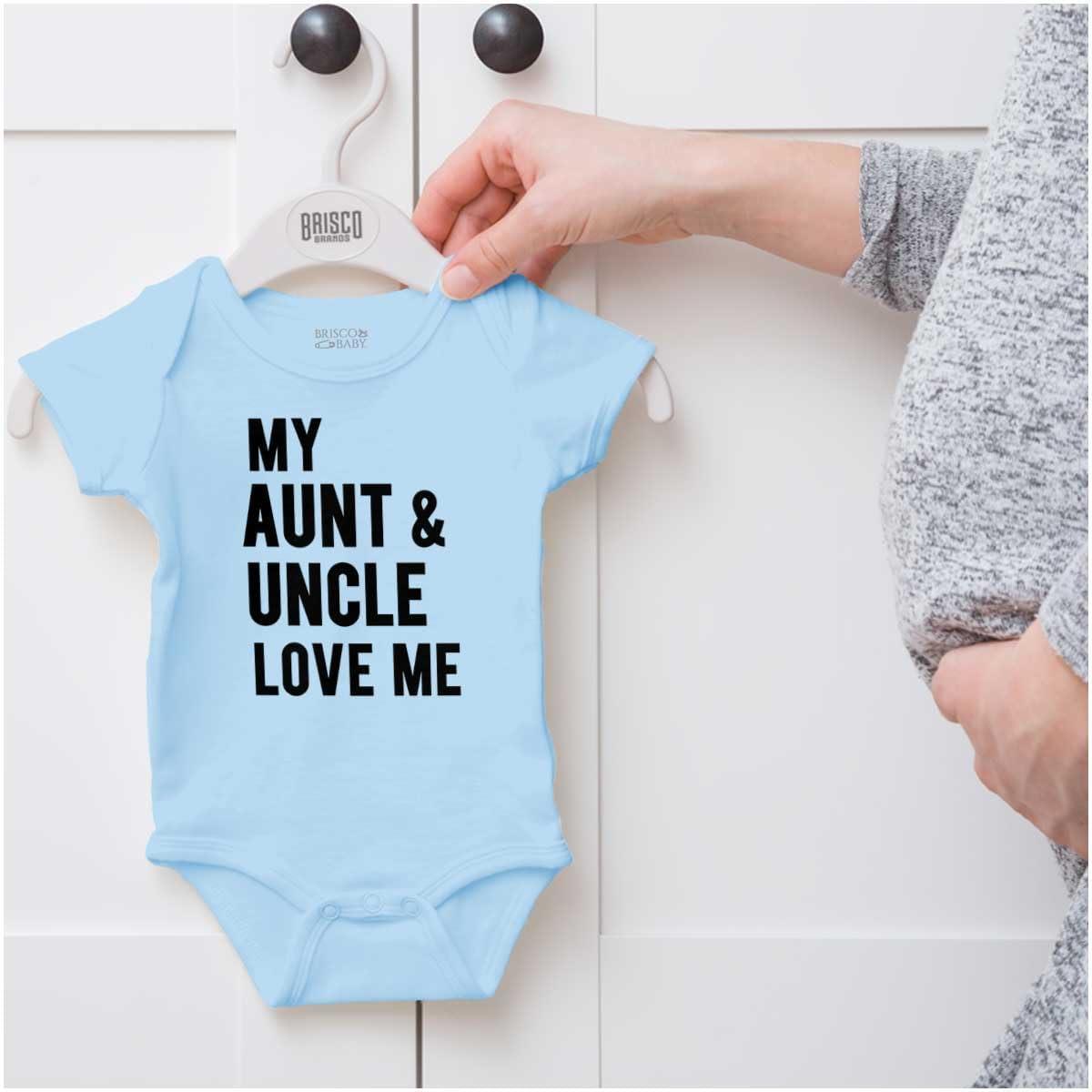 imageBrisco Brands Auntie Uncle Present Loved Niece Cute Baby Romper Boys or GirlsLight Blue