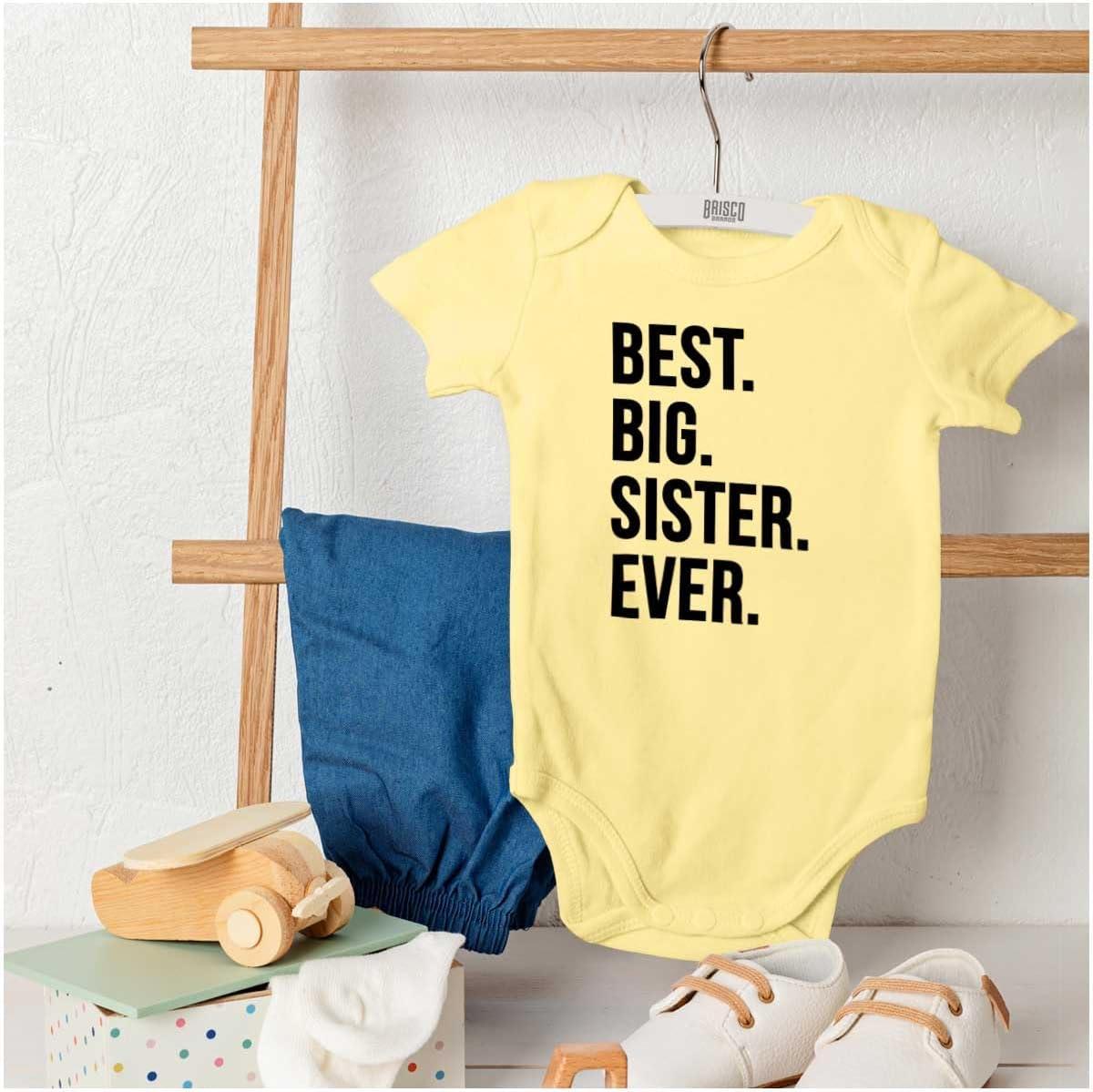 imageBrisco Brands Best Big Sister Ever Older Sibling Baby Bodysuit Jumper GirlsBanana
