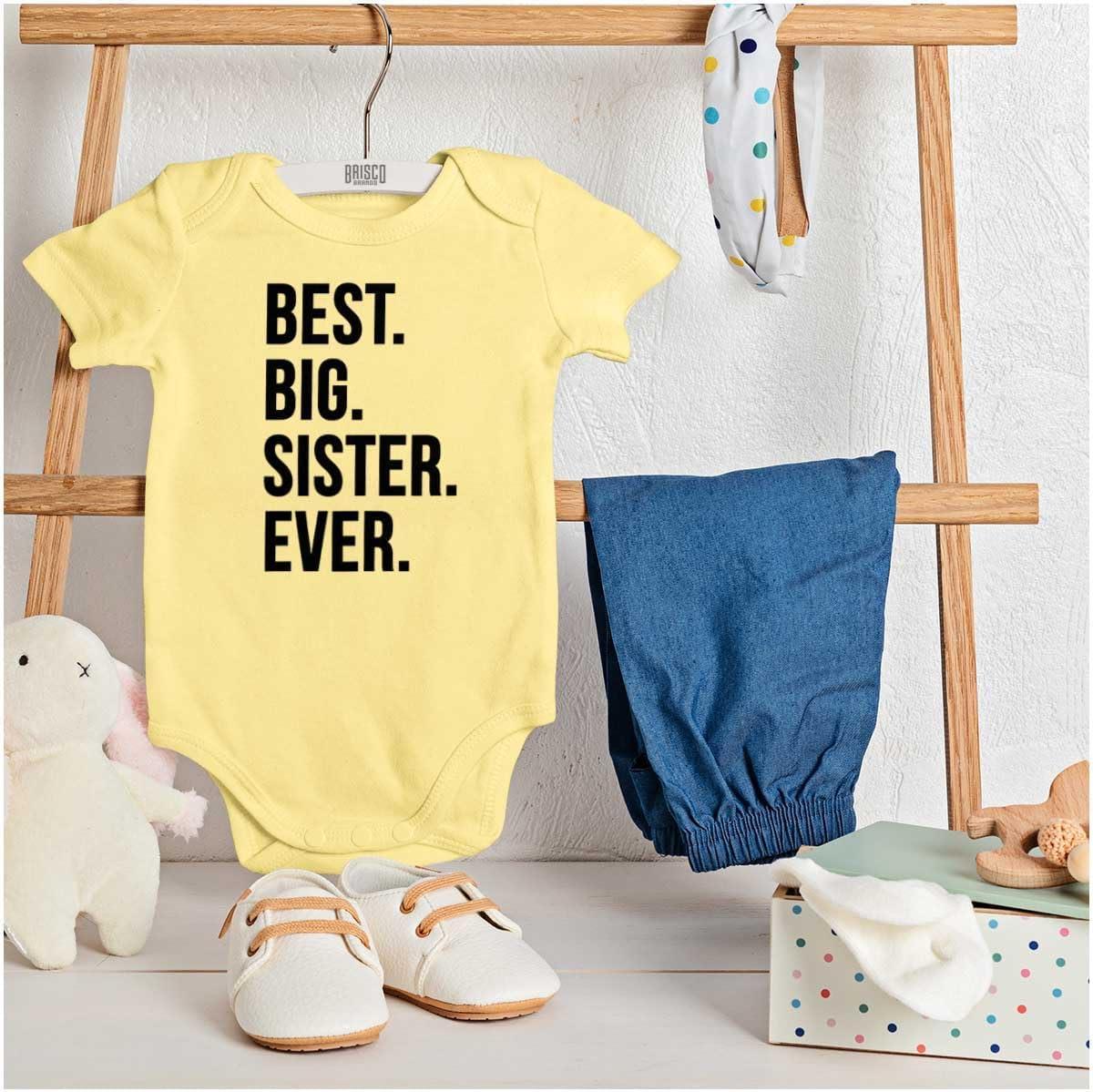 imageBrisco Brands Best Big Sister Ever Older Sibling Baby Bodysuit Jumper GirlsBanana