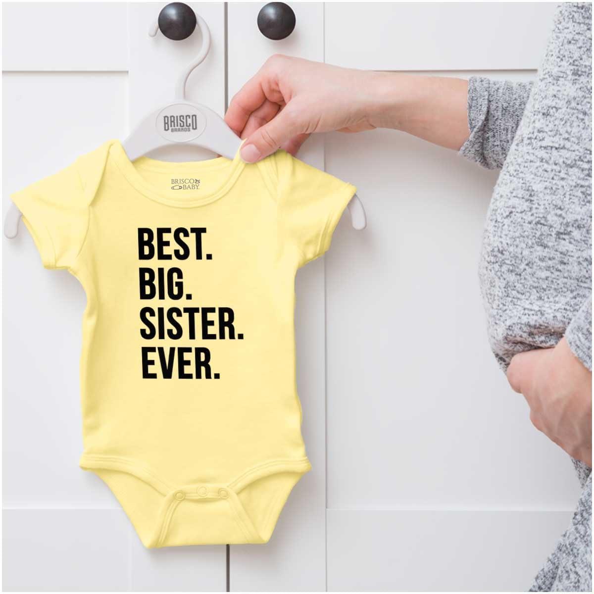 imageBrisco Brands Best Big Sister Ever Older Sibling Baby Bodysuit Jumper GirlsBanana