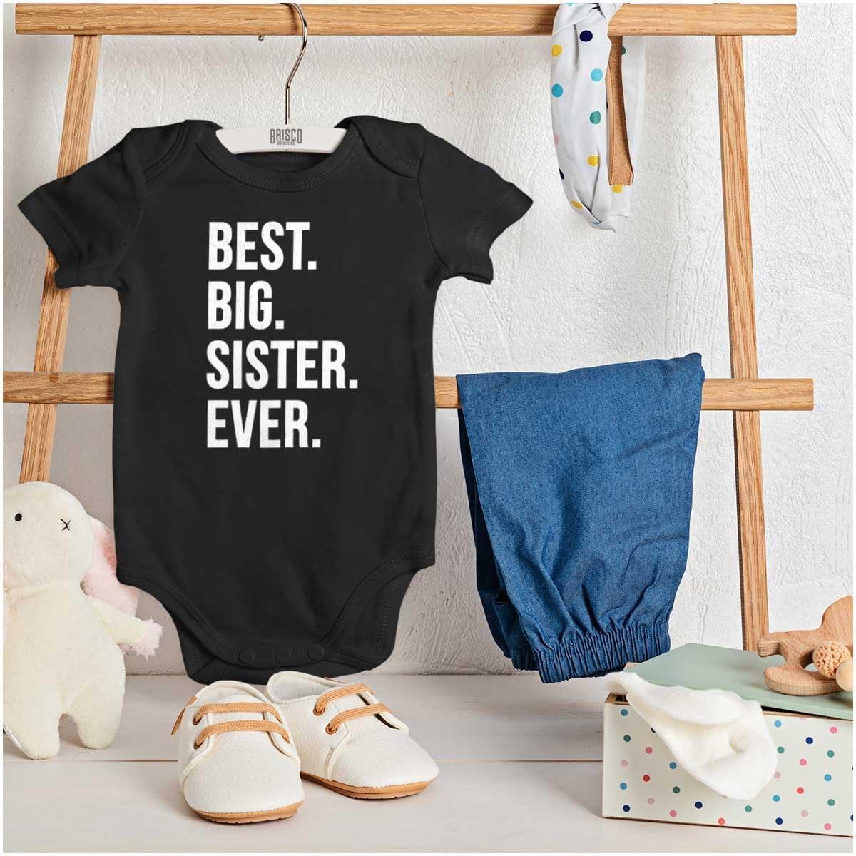 imageBrisco Brands Best Big Sister Ever Older Sibling Baby Bodysuit Jumper GirlsBlack