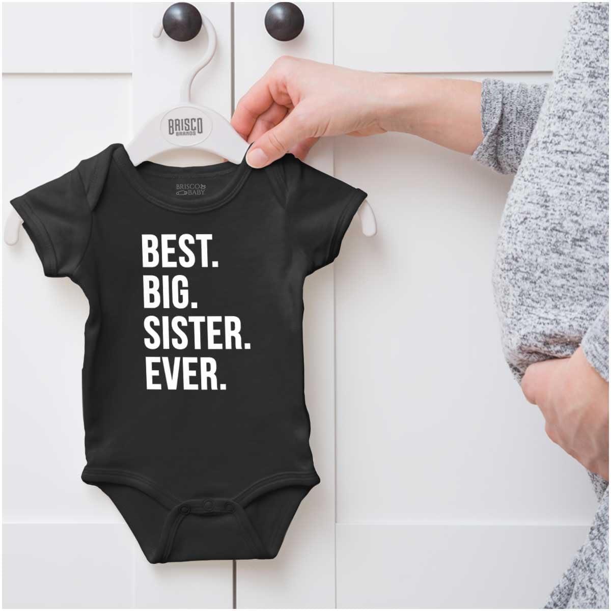 imageBrisco Brands Best Big Sister Ever Older Sibling Baby Bodysuit Jumper GirlsBlack