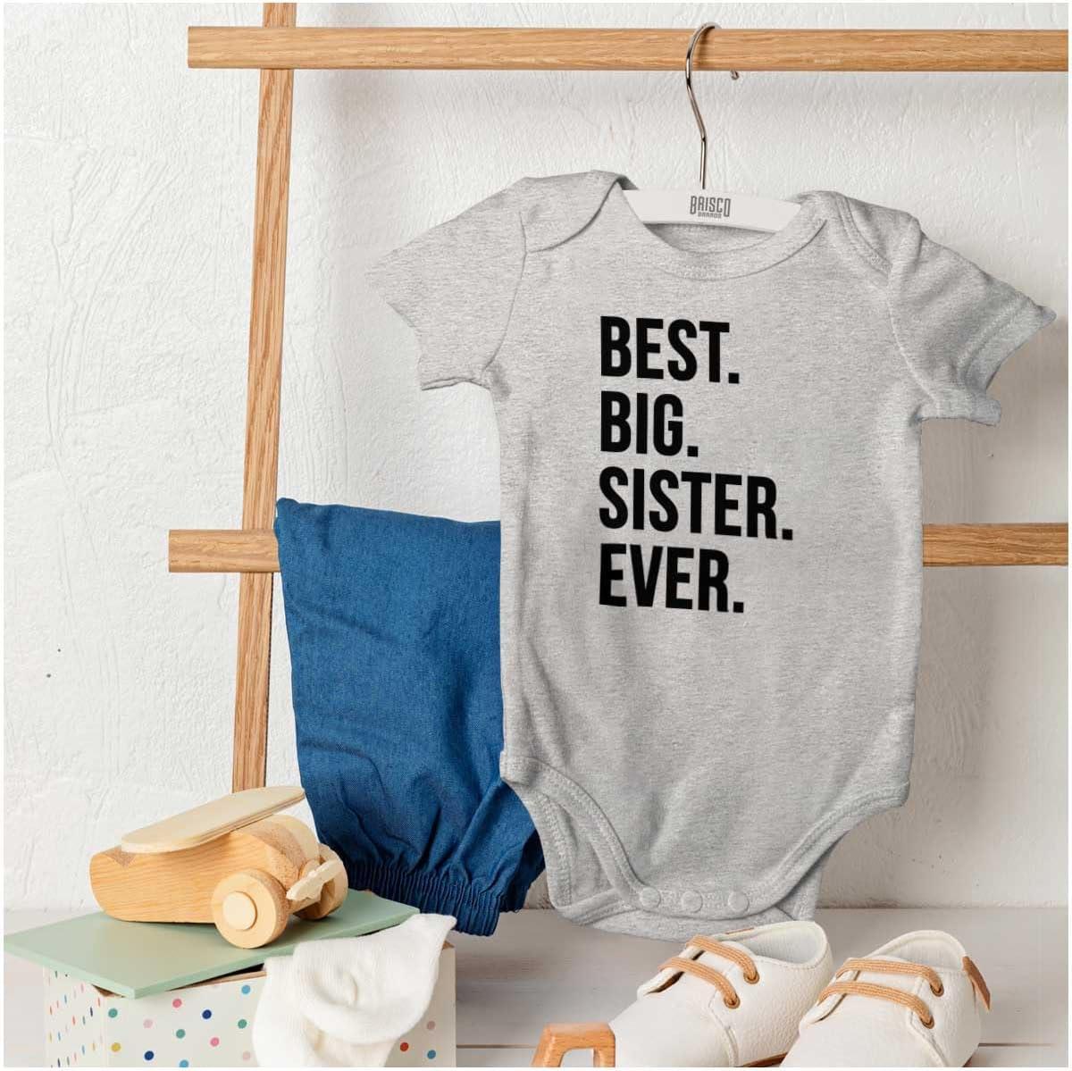 imageBrisco Brands Best Big Sister Ever Older Sibling Baby Bodysuit Jumper GirlsHeather