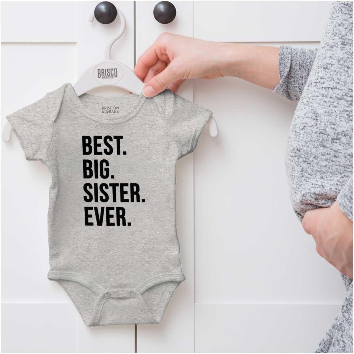 imageBrisco Brands Best Big Sister Ever Older Sibling Baby Bodysuit Jumper GirlsHeather