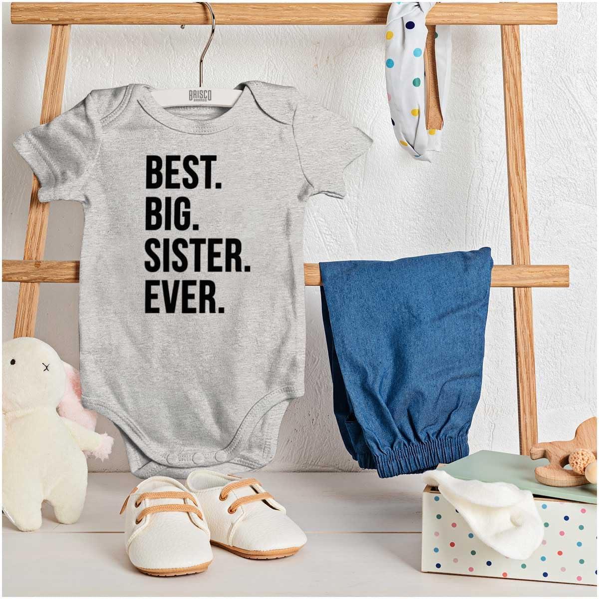 imageBrisco Brands Best Big Sister Ever Older Sibling Baby Bodysuit Jumper GirlsHeather