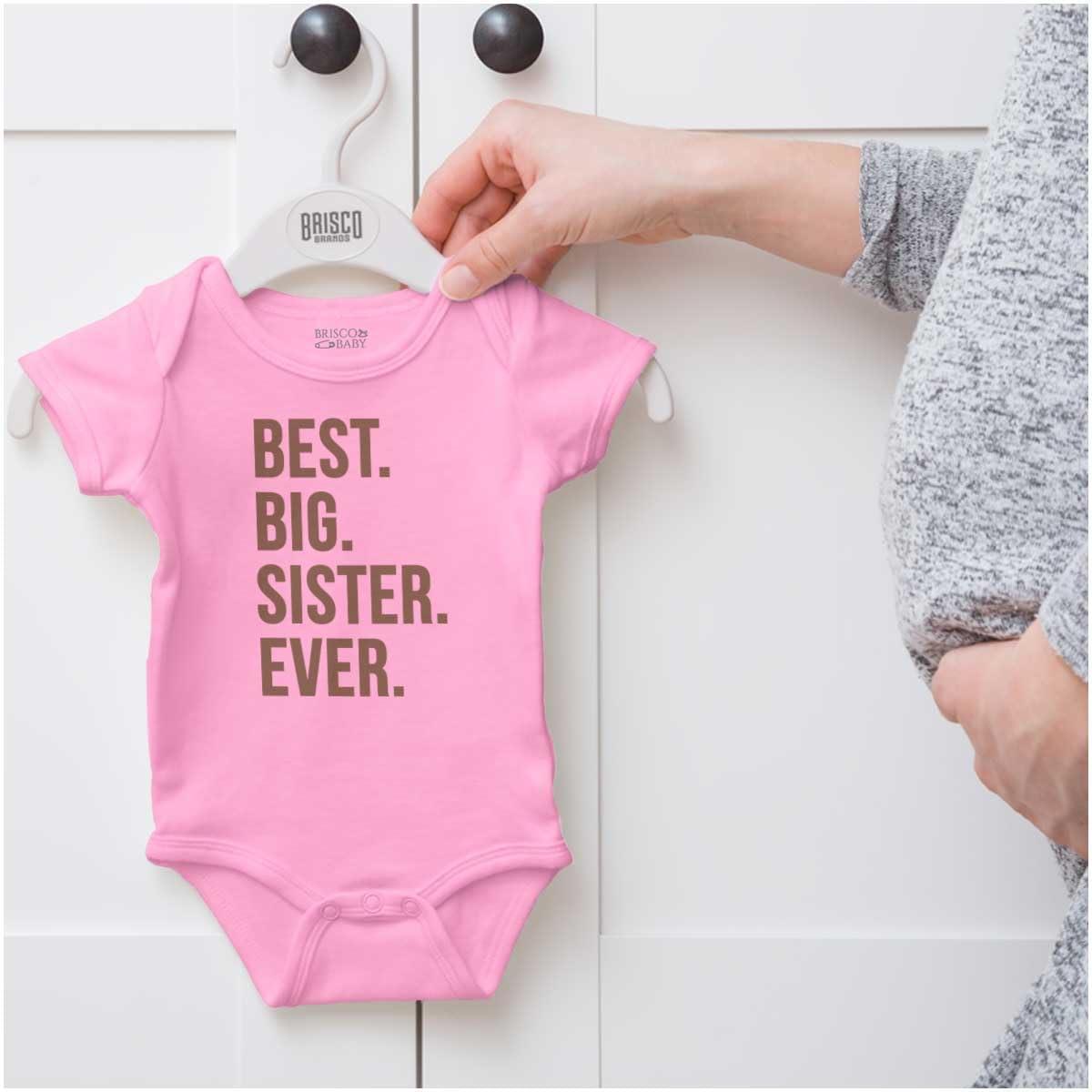imageBrisco Brands Best Big Sister Ever Older Sibling Baby Bodysuit Jumper GirlsPink