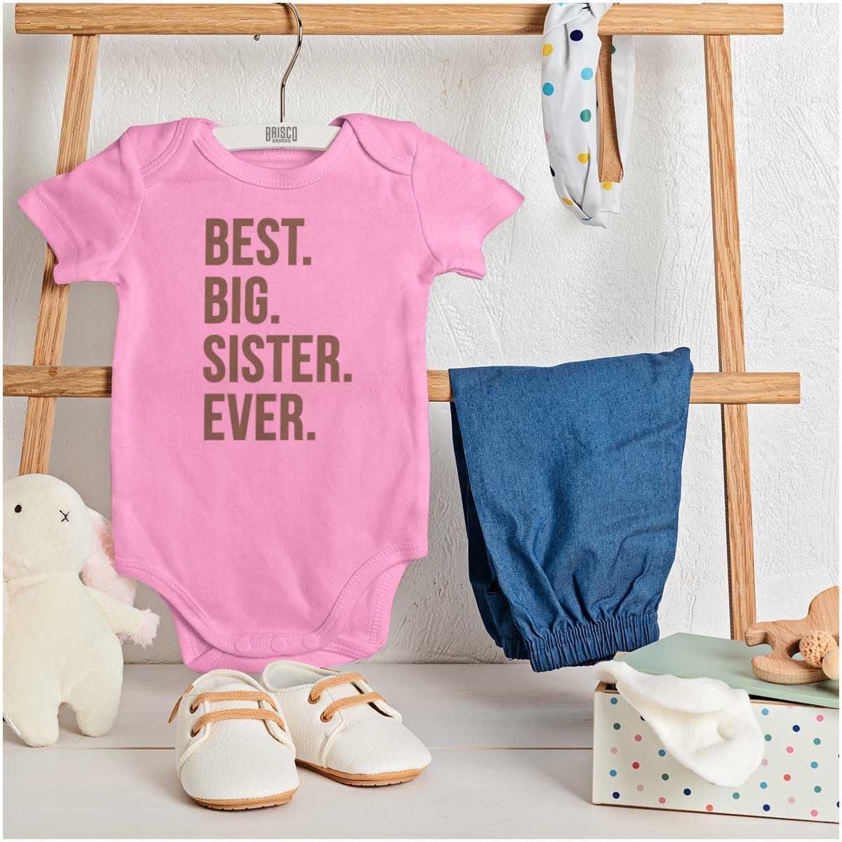 imageBrisco Brands Best Big Sister Ever Older Sibling Baby Bodysuit Jumper GirlsPink