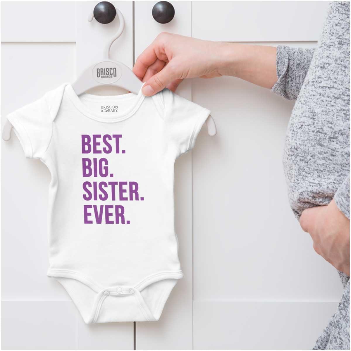 imageBrisco Brands Best Big Sister Ever Older Sibling Baby Bodysuit Jumper GirlsWhite
