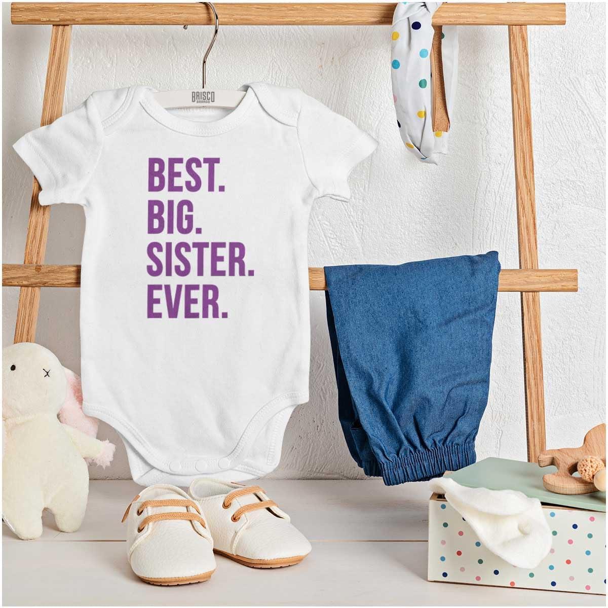 imageBrisco Brands Best Big Sister Ever Older Sibling Baby Bodysuit Jumper GirlsWhite