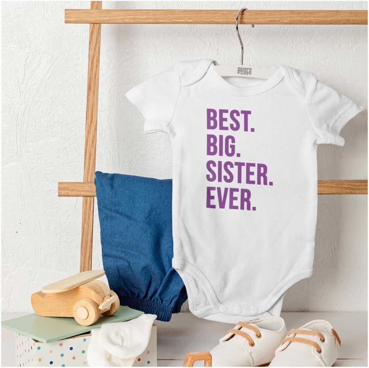 imageBrisco Brands Best Big Sister Ever Older Sibling Baby Bodysuit Jumper GirlsWhite
