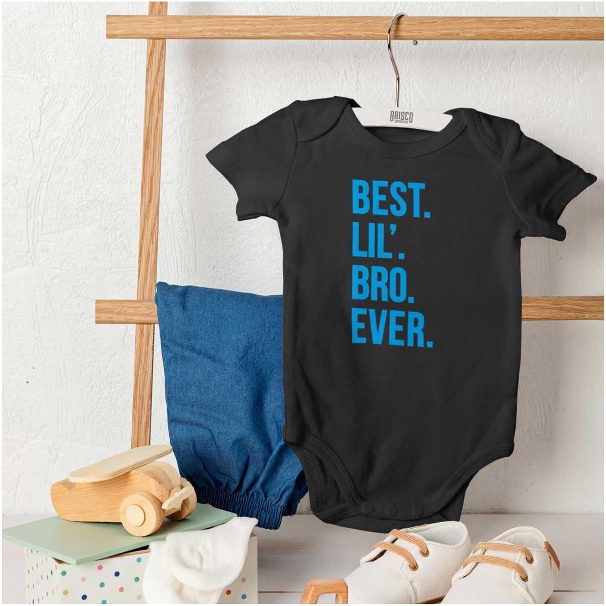 imageBrisco Brands Best Lil Bro Ever Cute Little Brother Baby Bodysuit Jumper BoysBlack