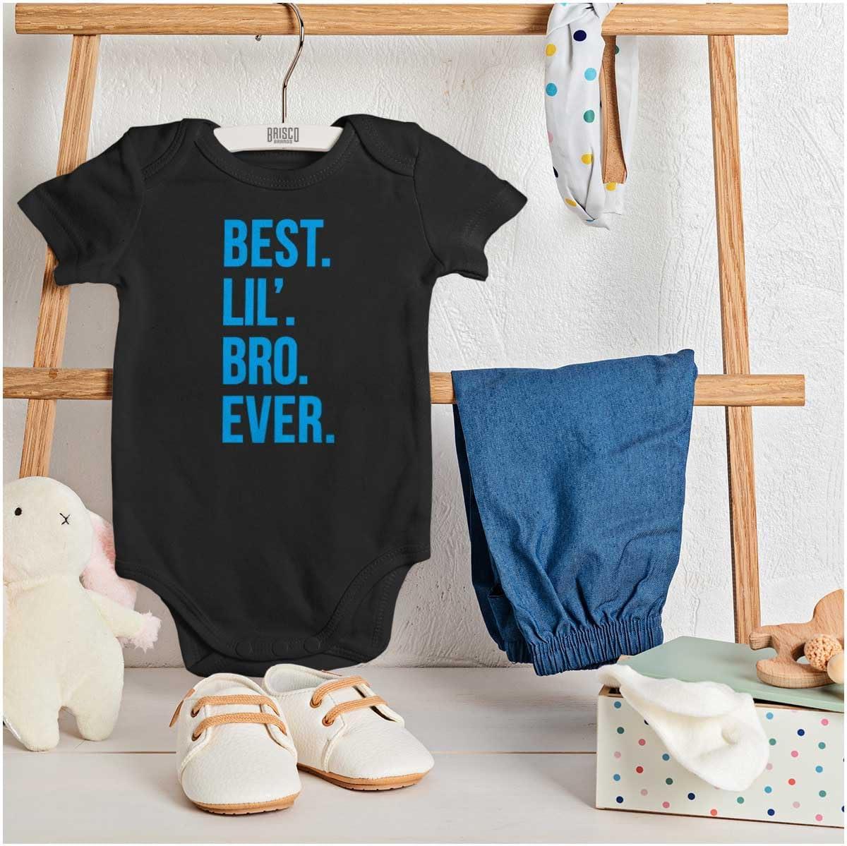 imageBrisco Brands Best Lil Bro Ever Cute Little Brother Baby Bodysuit Jumper BoysBlack