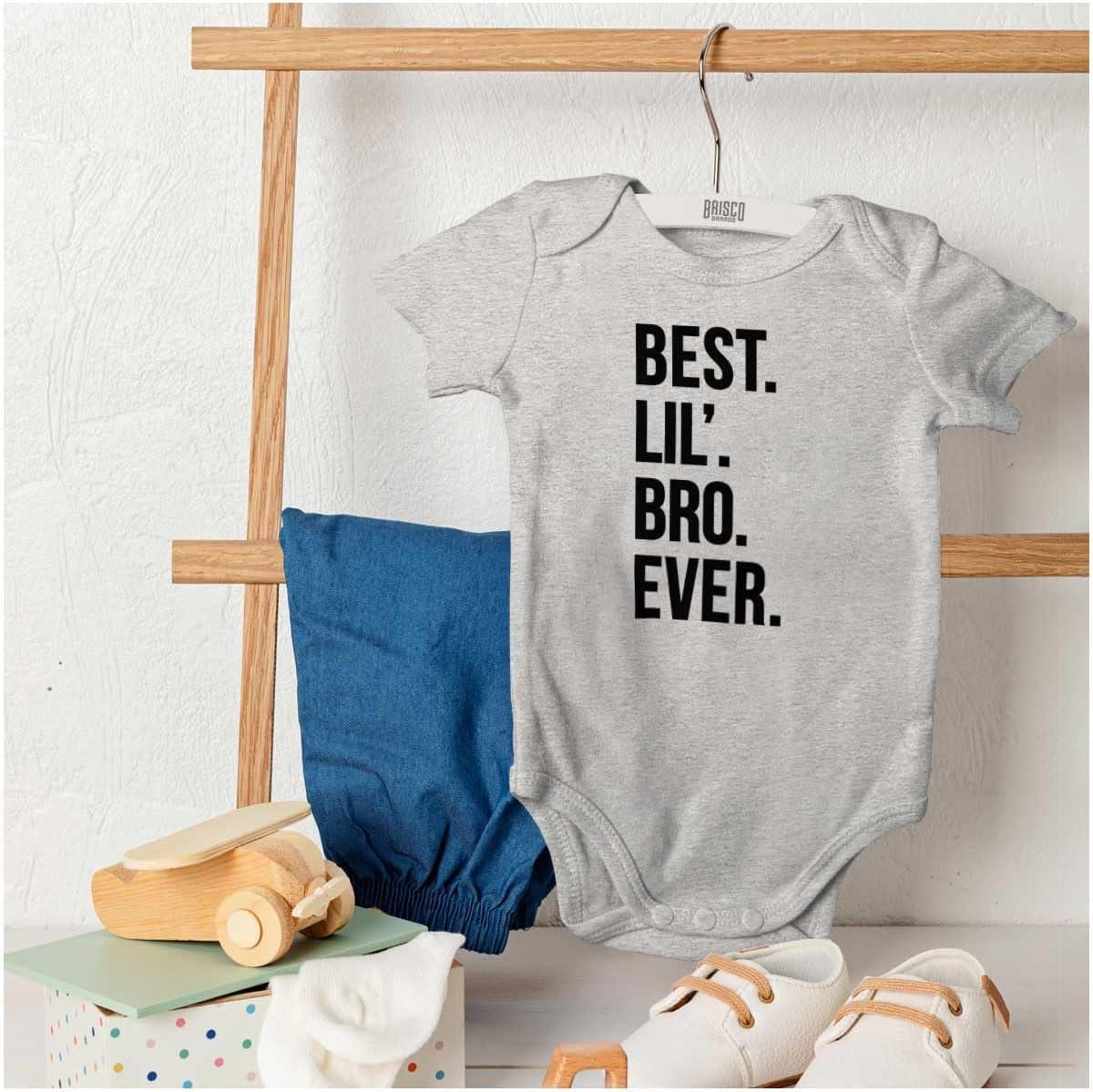imageBrisco Brands Best Lil Bro Ever Cute Little Brother Baby Bodysuit Jumper BoysHeather