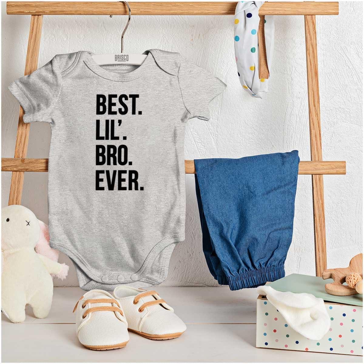 imageBrisco Brands Best Lil Bro Ever Cute Little Brother Baby Bodysuit Jumper BoysHeather