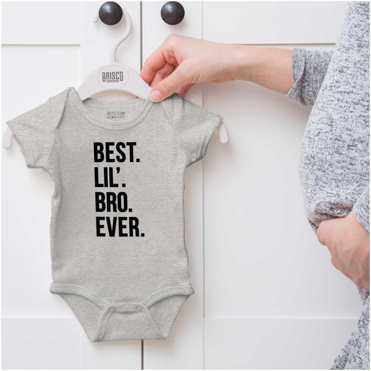 imageBrisco Brands Best Lil Bro Ever Cute Little Brother Baby Bodysuit Jumper BoysHeather
