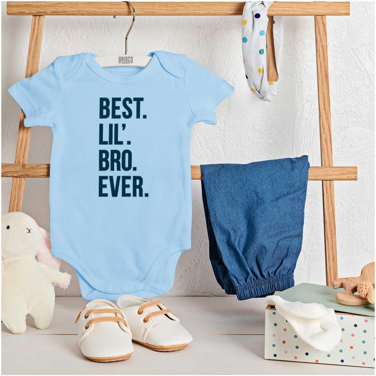 imageBrisco Brands Best Lil Bro Ever Cute Little Brother Baby Bodysuit Jumper BoysLight Blue