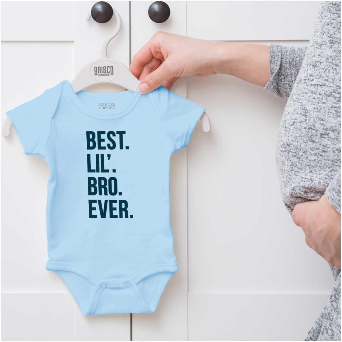 imageBrisco Brands Best Lil Bro Ever Cute Little Brother Baby Bodysuit Jumper BoysLight Blue