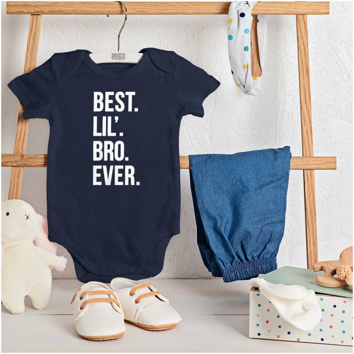 imageBrisco Brands Best Lil Bro Ever Cute Little Brother Baby Bodysuit Jumper BoysNavy