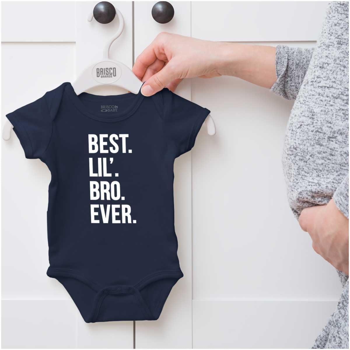 imageBrisco Brands Best Lil Bro Ever Cute Little Brother Baby Bodysuit Jumper BoysNavy