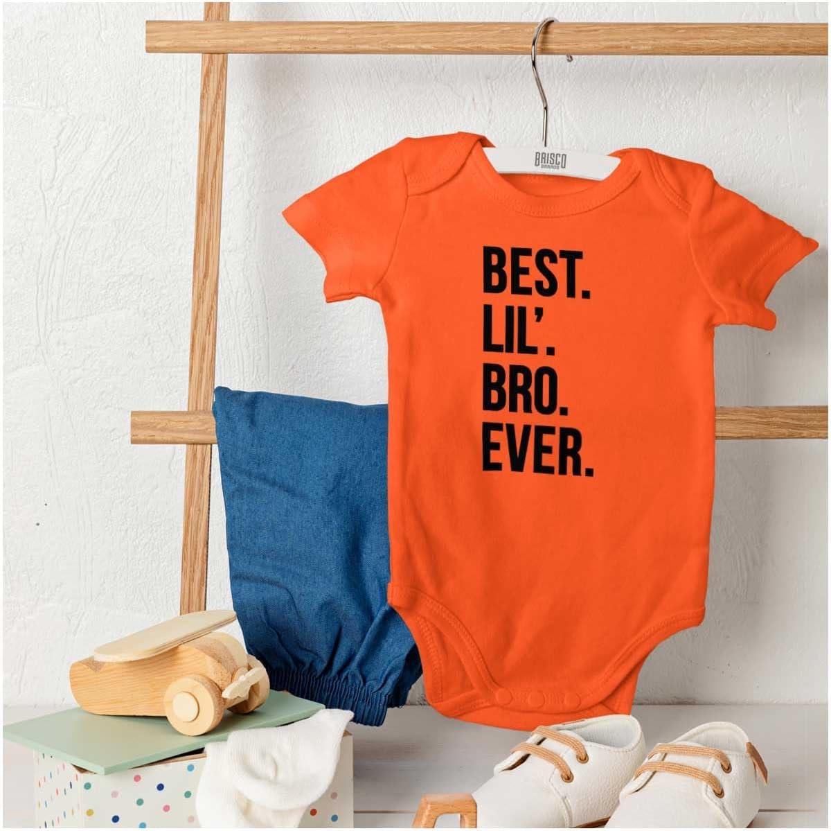 imageBrisco Brands Best Lil Bro Ever Cute Little Brother Baby Bodysuit Jumper BoysOrange